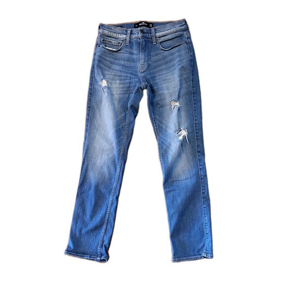 Hollister Jeans Men W28 X 28.5L Actual Slim Straight Advance Stretch Distressed - Picture 1 of 15